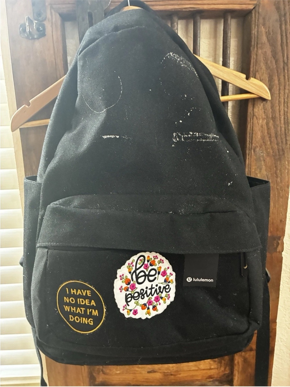 Lululemon Black Canvas Backpack STAINS